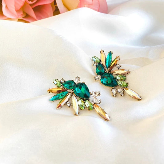 Emerald Green Crystal Luxury Stud Earrings - Emberil