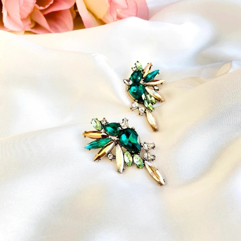 Emerald Green Crystal Luxury Stud Earrings - Emberil