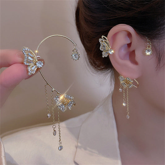 Luxury Butterfly Flower Ear Cuff Clip - Emberil