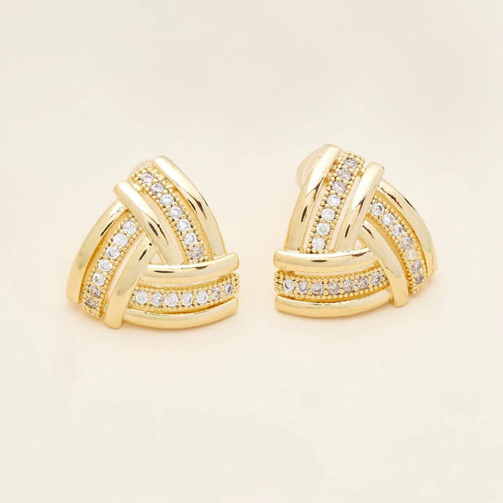 Golden Temperament Triangle S925 Stud Earrings